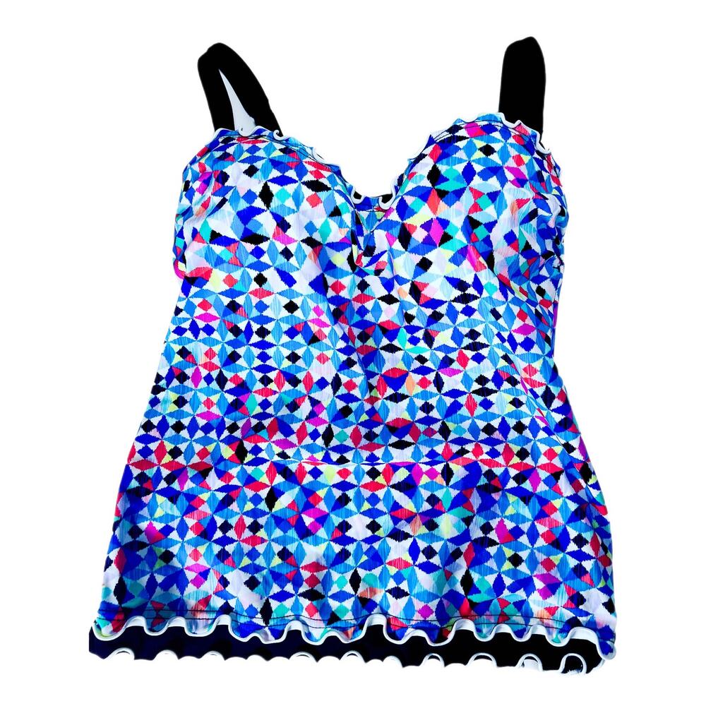 Profile by Gottex Swimsuit Tankini Multicolor Bright Swim Top Resort Size MED